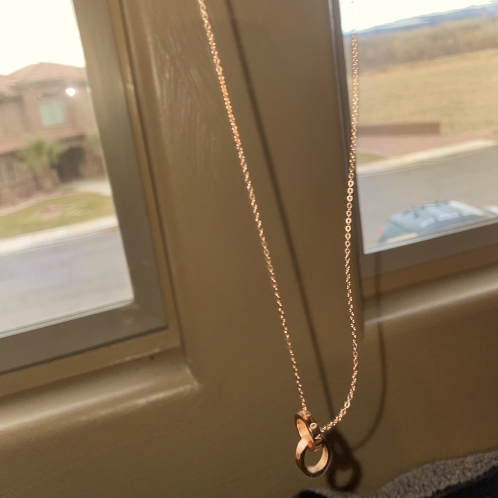 Designer inspired interlocked circle necklace